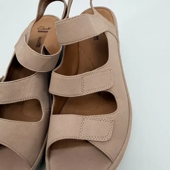 Clarks Collection Reedly Juno Wedge Nubuck Sandals Soft Cushion Womens US 12W - Picture 6 of 12